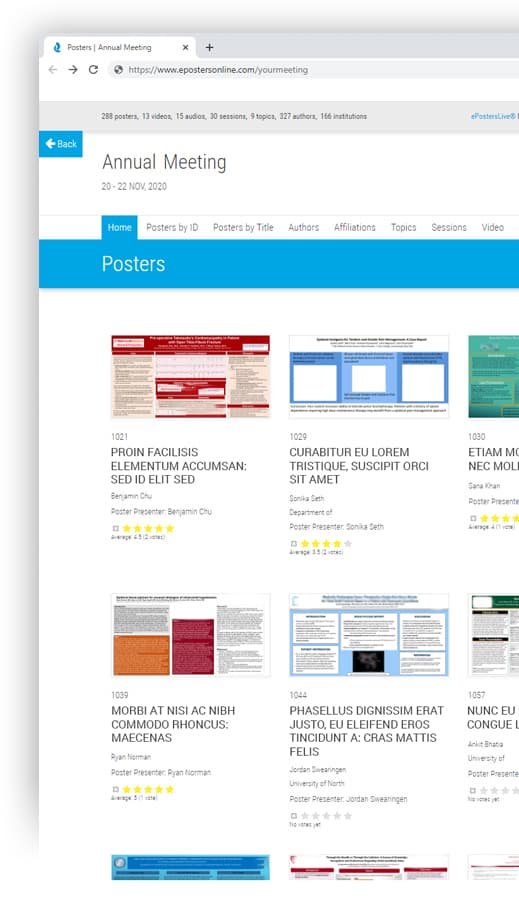 ePostersOnline showing a poster gallery viewed across desktop, tablet, and mobile